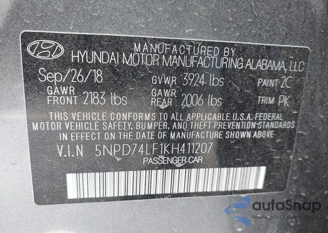 2019 Hyundai Elantra Se z USA, uszkodzony, nr VIN 5NPD74LF1KH411207